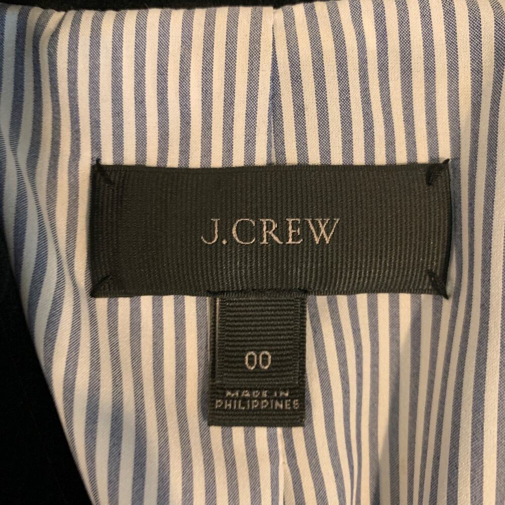 J Crew Blazer Womens 00 Black Parke Velvet Shoulder Pads Tailored Stripe Lining - Picture 7 of 11